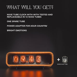 Nixie Tube Clock with Replaceable IN-12 Nixie Tubes, Motion Temperature Humidity Sensors, RGB LED Backlight, Alarm Clock, Solid Wooden Case - NIXIE STAR