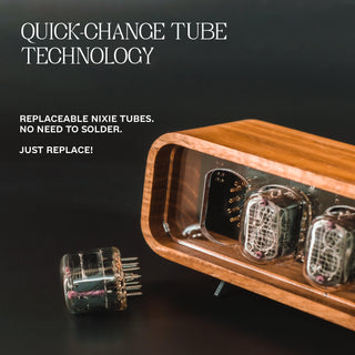 Nixie Tube Clock with Replaceable IN-12 Nixie Tubes, Motion Temperature Humidity Sensors, RGB LED Backlight, Alarm Clock, Solid Wooden Case - NIXIE STAR