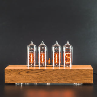 Nixie Tube Clock with Replaceable IN-14 Nixie Tubes, Motion Humidity Temperature Sensors, Dual RGB LED Backlight, Alarm Clock, Olive Ash Case