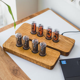 Authentic Large IN-18 Nixie Tube Clock | Replaceable Tubes | Motion Sensor | Solid Wood Case - NIXIE STAR