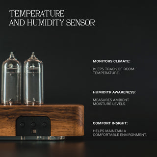 Nixie Tube Clock with Replaceable IN-14 Nixie Tubes, Motion Humidity Temperature Sensors, Dual RGB LED Backlight, Alarm Clock, Olive Ash Case