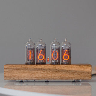 Nixie Tube Clock with Replaceable IN-14 Nixie Tubes, Motion Humidity Temperature Sensors, Dual RGB LED Backlight, Alarm Clock, Walnut Case - NIXIE STAR