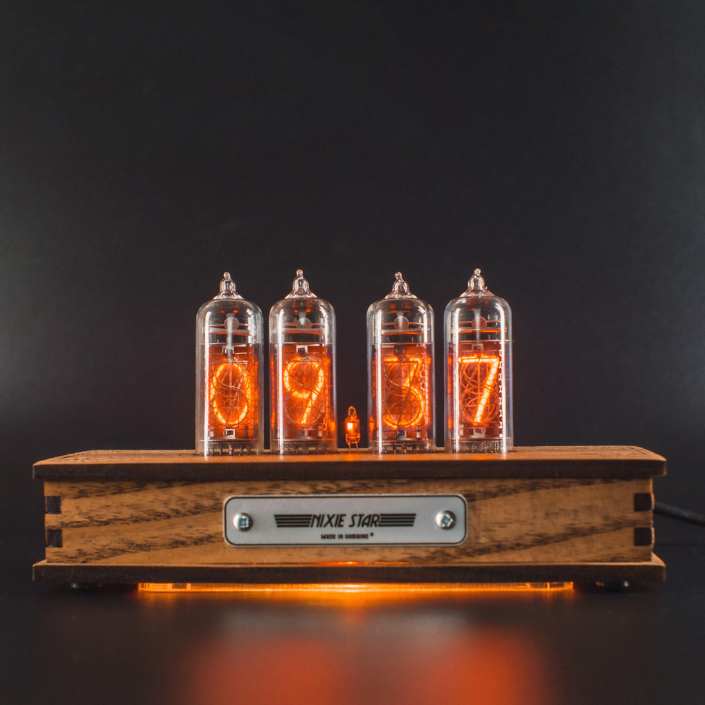 Authentic Nixie Tube Clock with Replaceable IN-14 Nixie Tubes, One Spa