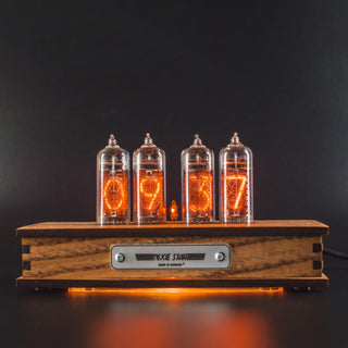 Authentic Nixie Tube Clock with Replaceable IN-14 Nixie Tubes, One Spare Nixie Tube, Motion Temperature Humidity Sensors, Dual RGB LED Backlight, Alarm Clock - NIXIE STAR