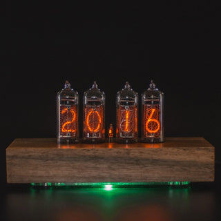 Nixie Tube Clock with Replaceable IN-14 Nixie Tubes, Motion Humidity Temperature Sensors, Dual RGB LED Backlight, Alarm Clock, Walnut Case - NIXIE STAR