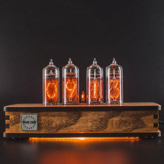 Nixie Tube Clock with Replaceable IN-14 Nixie Tubes, One Spare Nixie Tube, Motion Temperature Humidity Sensors, Dual RGB LED Backlight, Alarm Clock - NIXIE STAR