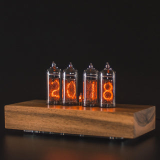 Nixie Tube Clock with Replaceable IN-14 Nixie Tubes, Motion Humidity Temperature Sensors, Dual RGB LED Backlight, Alarm Clock, Walnut Case - NIXIE STAR