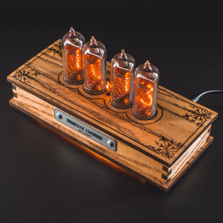 Authentic Nixie Tube Clock with Replaceable IN-14 Nixie Tubes, One Spare Nixie Tube, Motion Temperature Humidity Sensors, Dual RGB LED Backlight, Alarm Clock - NIXIE STAR