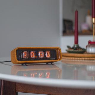 Nixie Tube Clock with Replaceable IN-12 Nixie Tubes, Motion Temperature Humidity Sensors, RGB LED Backlight, Alarm Clock, Solid Wooden Case - NIXIE STAR