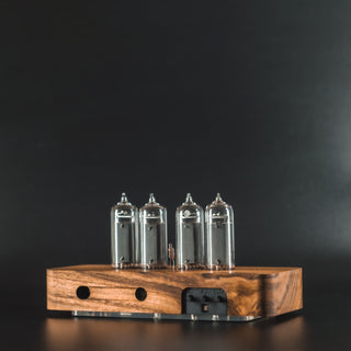 IN-14 Nixie Tube Clock with Replaceable Nixie Tubes, Motion Humidity Temperature Sensors, Dual RGB LED Backlight, Alarm Clock, Walnut Case