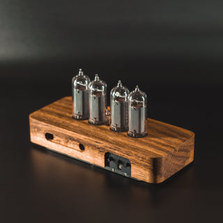 Nixie Tube Clock with Replaceable IN-14 Nixie Tubes, Motion Humidity Temperature Sensors, Dual RGB LED Backlight, Alarm Clock, Olive Ash Case