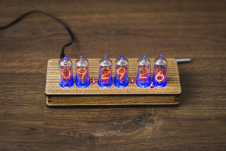 Nixie Tube Clock 6X IN-14 with Replaceable Nixie Tubes, Temperature Sensor, Calenadar, Alarm Clock, Visual Effects