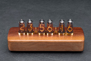 IN-8-2 Nixie tube clock, six tubes, walnut and brass