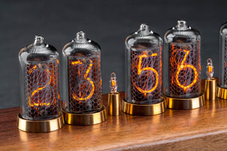 IN-8-2 Nixie tube clock, six tubes, walnut and brass