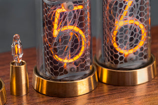IN-8-2 Nixie tube clock, six tubes, walnut and brass