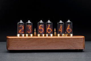 IN-8-2 Nixie tube clock, six tubes, walnut and brass