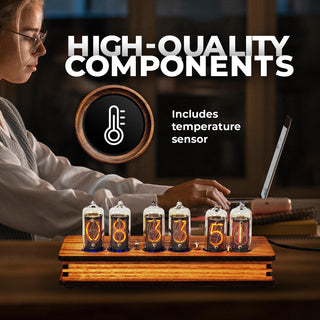 Six-tube IN-8 Nixie clock in laminated olive ash veneer