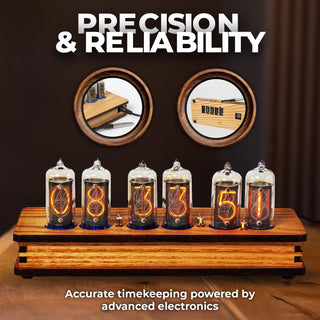 Six-tube IN-8 Nixie clock in laminated olive ash veneer