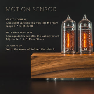 IN-14 Nixie clock motion sensor: tubes light up when you walk in and rest 5 minutes after the last movement, adjustable