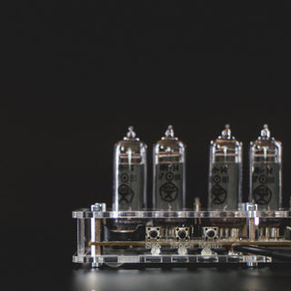 Close-up of the IN-14 tubes in their sockets, unlit