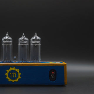 Hand-painted Nixie Tube Clock with Replaceable IN-14 Nixie Tubes, Fallout Pip Boy Steampunk Theme - NIXIE STAR