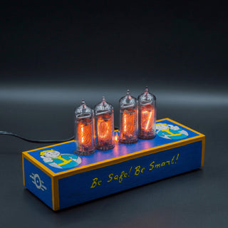 Hand-painted Nixie Tube Clock with Replaceable IN-14 Nixie Tubes, Fallout Pip Boy Steampunk Theme - NIXIE STAR