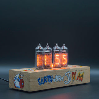 Hand-painted Nixie Tube Clock with Replaceable IN-14 Nixie Tubes, Motion Sensor, Visual Effects, Earth Worm Jim - NIXIE STAR