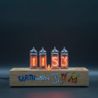 Hand-painted Nixie Tube Clock with Replaceable IN-14 Nixie Tubes, Motion Sensor, Visual Effects, Earth Worm Jim - NIXIE STAR