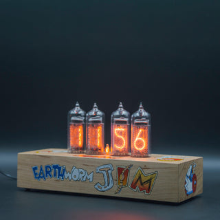 Hand-painted Nixie Tube Clock with Replaceable IN-14 Nixie Tubes, Motion Sensor, Visual Effects, Earth Worm Jim - NIXIE STAR