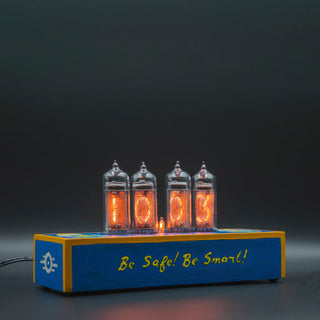 Hand-painted Nixie Tube Clock with Replaceable IN-14 Nixie Tubes, Fallout Pip Boy Steampunk Theme - NIXIE STAR