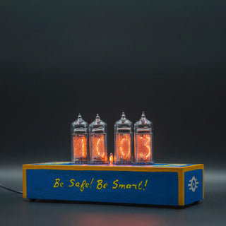 Hand-painted Nixie Tube Clock with Replaceable IN-14 Nixie Tubes, Fallout Pip Boy Steampunk Theme - NIXIE STAR