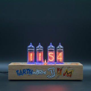 Hand-painted Nixie Tube Clock with Replaceable IN-14 Nixie Tubes, Motion Sensor, Visual Effects, Earth Worm Jim - NIXIE STAR