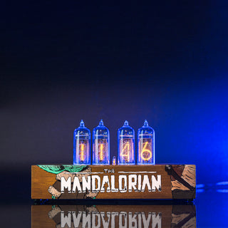 Hand-painted Mandalorian Nixie Tube Clock with Replaceable IN-14 Nixie Tubes, Motion Sensor, Visual Effects