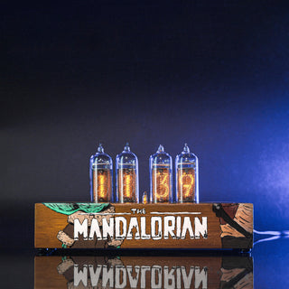 Hand-painted Mandalorian Nixie Tube Clock with Replaceable IN-14 Nixie Tubes, Motion Sensor, Visual Effects - NIXIE STAR